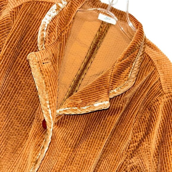 J. Jill crumpled professor light brown corduroy velvet trim jacket blazer L - Picture 4 of 5